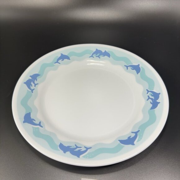 Corelle Dinnerware Blue Dolphins Ocean Dance Plate Dish 8in Wide Plates Set 3 - Picture 14 of 14